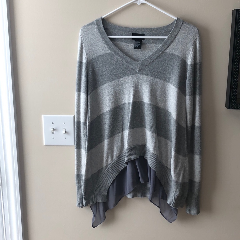 Central Park West: Striped Grey Sweater